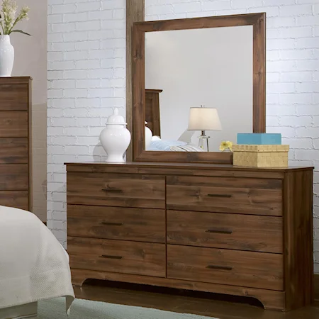 Urban Casual 6 Drawer Dresser & Mirror with Arched Base